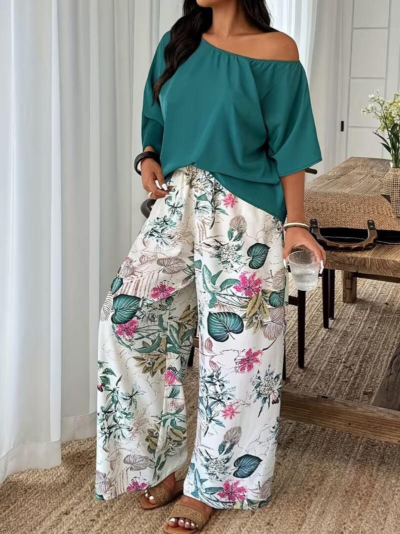 Wide - leg Pants Vacation - style Loose - fitting Two - piece Set That Flatters Your - DBMP (Electronics And More Store)