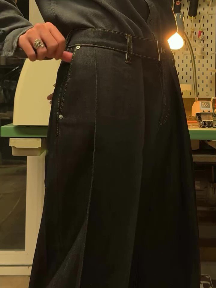 Classic Pocket Denim Wide-Leg Pants - DBMP Shop