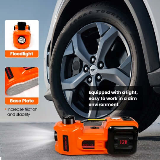 Electric Car Jack Kit,5 Ton 11023 LBS Hydraulic Jack Lift With Electric Impact Wrench,uilt In Inflatable Pump,and LED Light For SUV ,MPV Sedan,Chrome Vanadium Steel - DBMP (Electronics And More Store)