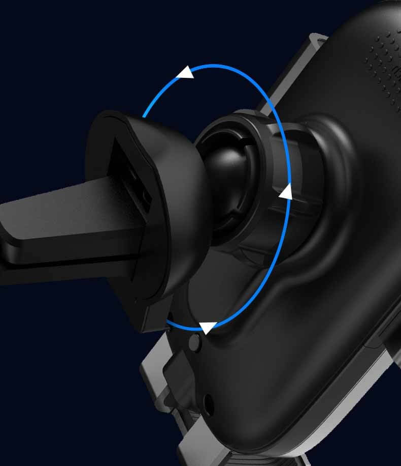 Close-up of the adjustable ball joint mechanism of a car phone holder, showcasing ease of use and versatility.