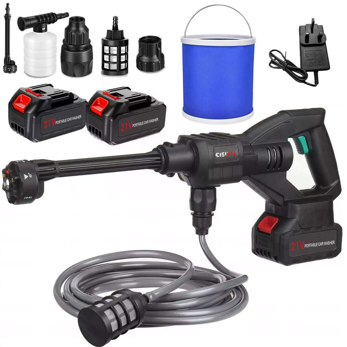 Portable Cordless Car Pressure Washer Water High Jet Wash Cleaner Gun And 2 Battery