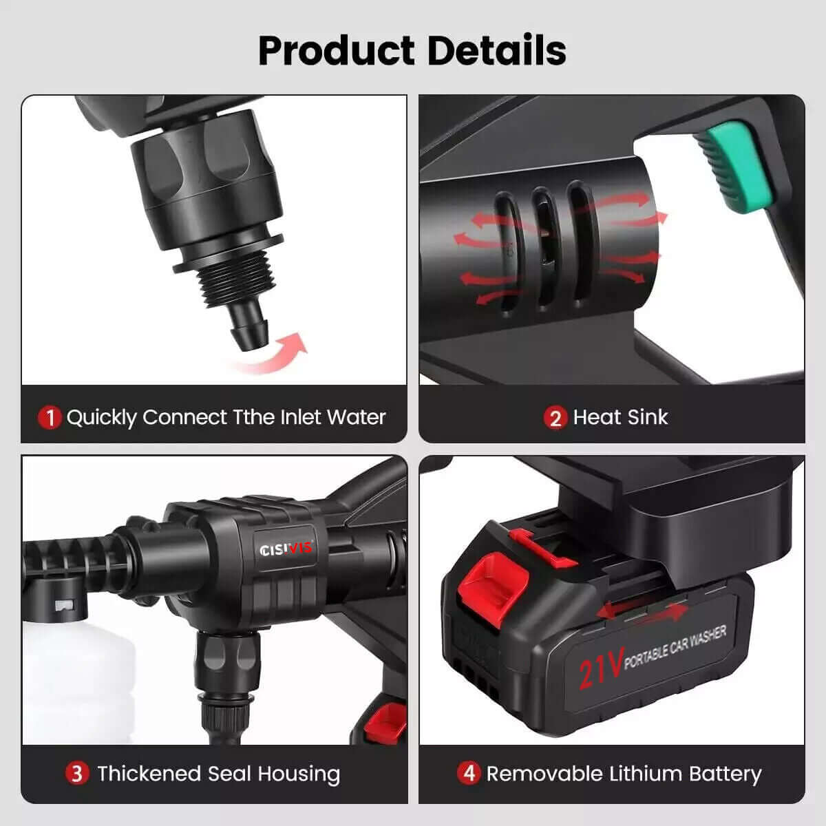 Portable Cordless Car Pressure Washer Water High Jet Wash Cleaner Gun And 2 Battery