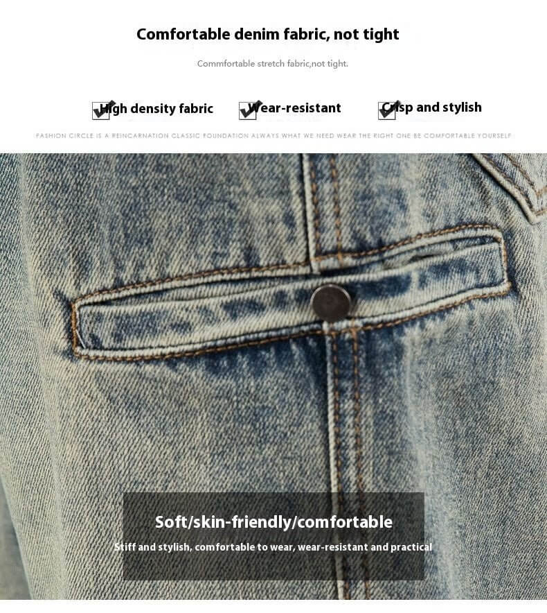 American Casual Yellow Mud Dyed Jeans Straight Loose - DBMP (Electronics And More Store)