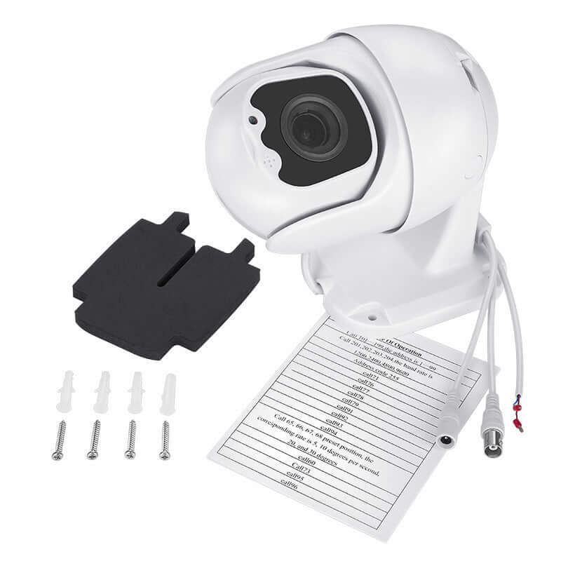 Caméra de surveillance sans fil USA-APT-X avec accessoires et manuel d'utilisation, résolution 1920x1080.