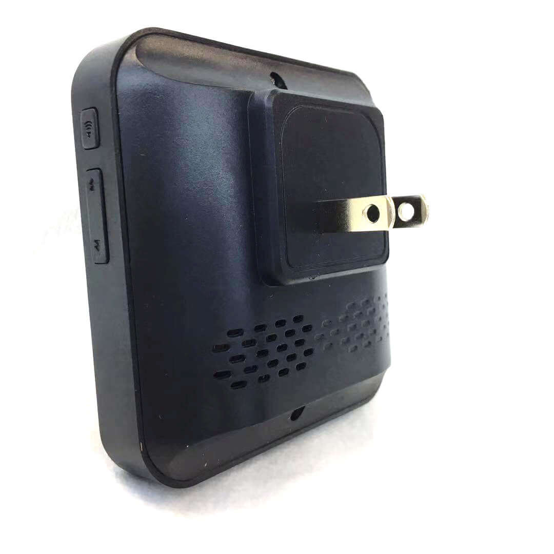 Video Doorbell smart wireless device with plug design, featuring buttons and speaker for enhanced security.