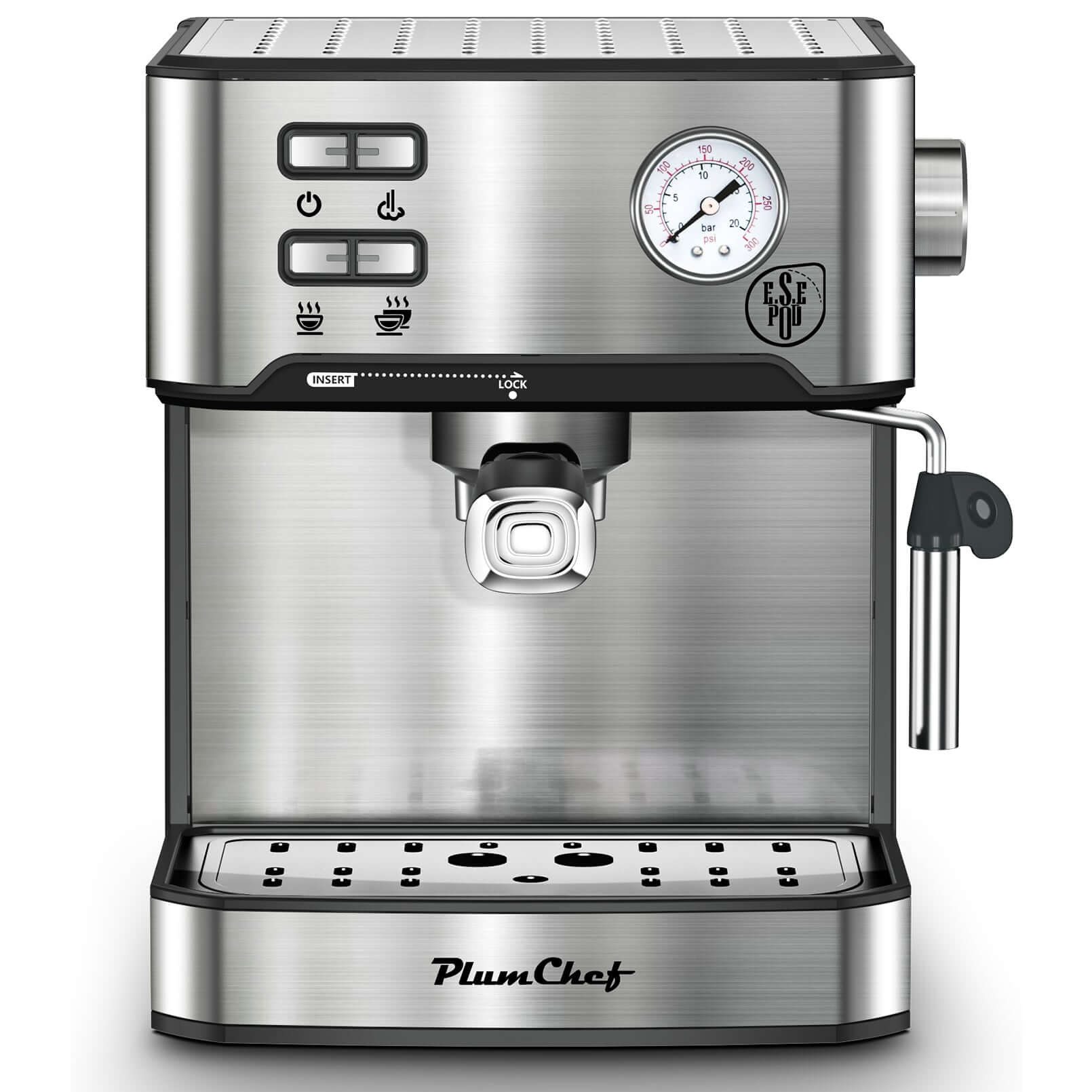 20 Bar Professional Espresso Machine With Milk Frother, Single Double Shot, ESE Pod Compatible, Visual Display Of Pressure, Removable Water Tank For Cappuccino, Latte, Machiato For Home Barista - DBMP (Electronics And More Store)