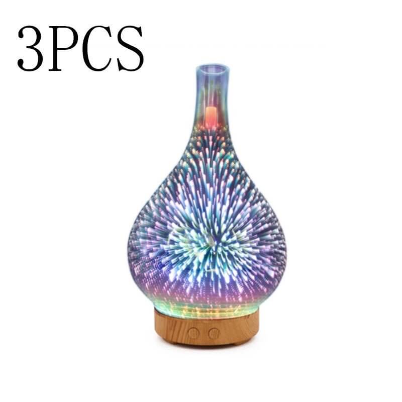 3D Glass Aroma Diffuser Colorful Lamp Humidifier Night Light - DBMP (Electronics And More Store)