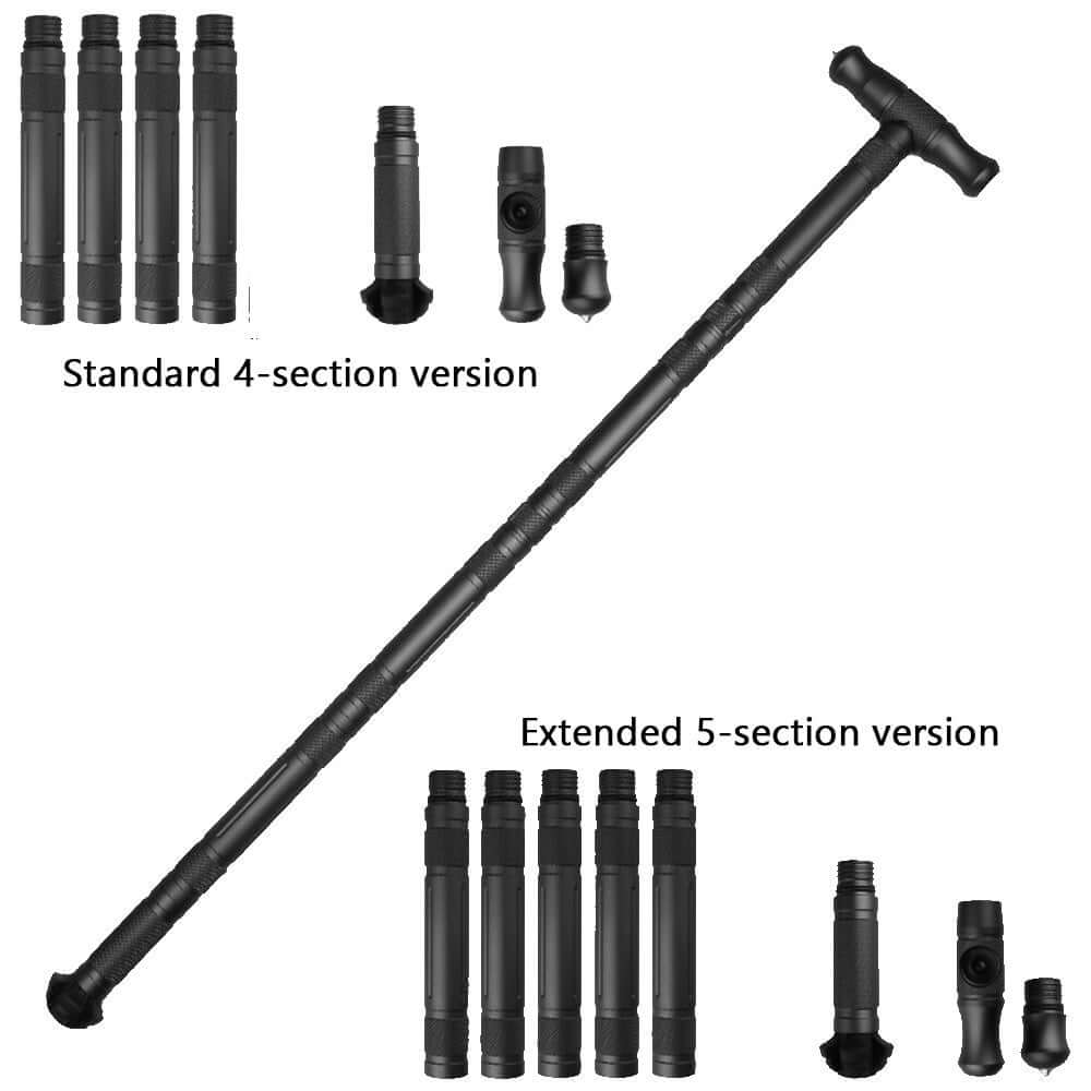 Multifunctional self-defense stick with 4-section and 5-section sizes, made of aluminum alloy, for personal safety and outdoor use.