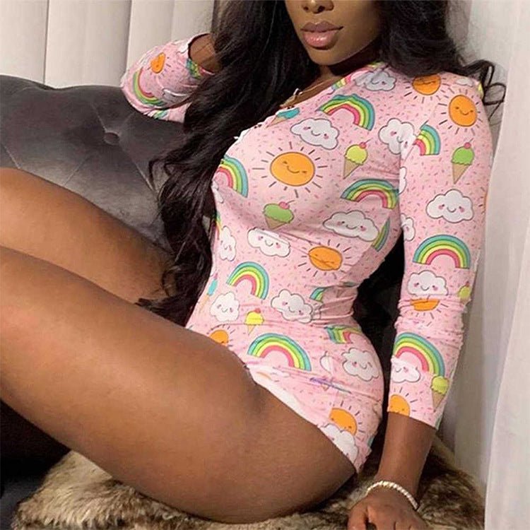 Women's One - Piece Home Printed Slim Slimming Sexy One - Piece - DBMP (Electronics And More Store)