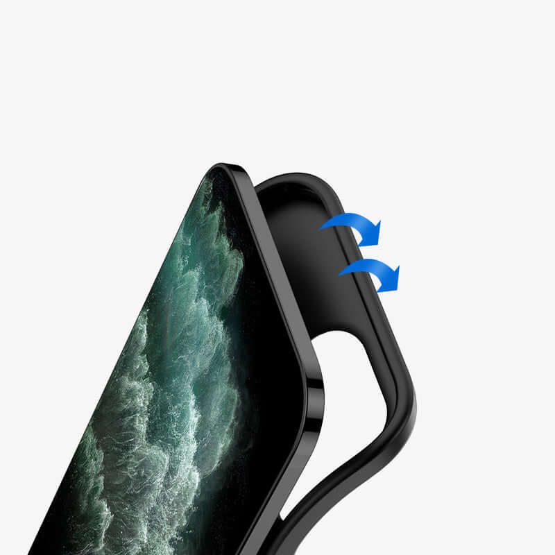 Ultra-thin soft battery power bank back clip compatible with Apple iPhone, showcasing close-up design and functionality.