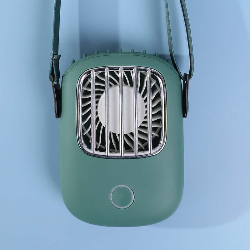Suspendu ventilateur USB portable Tiffany bleu avec support, dimensions 115*89mm, idéal pour un usage bureau, matériel ABS.