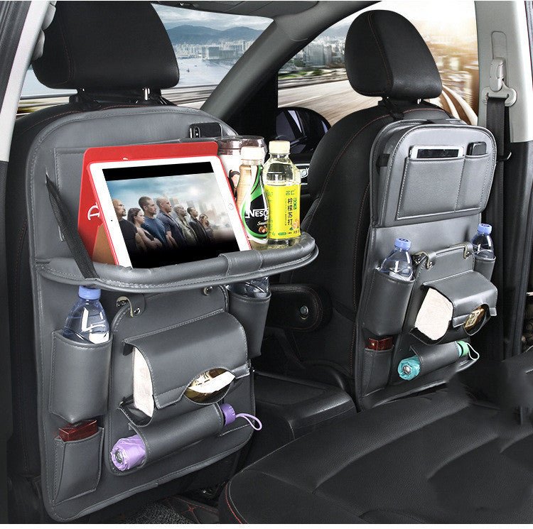 PU Leather Car Storage Bag Multifunction Seat Back Tray Hanging Bag Waterproof Car Organizer Automotive Interior Accessories - DBMP (Electronics And More Store)