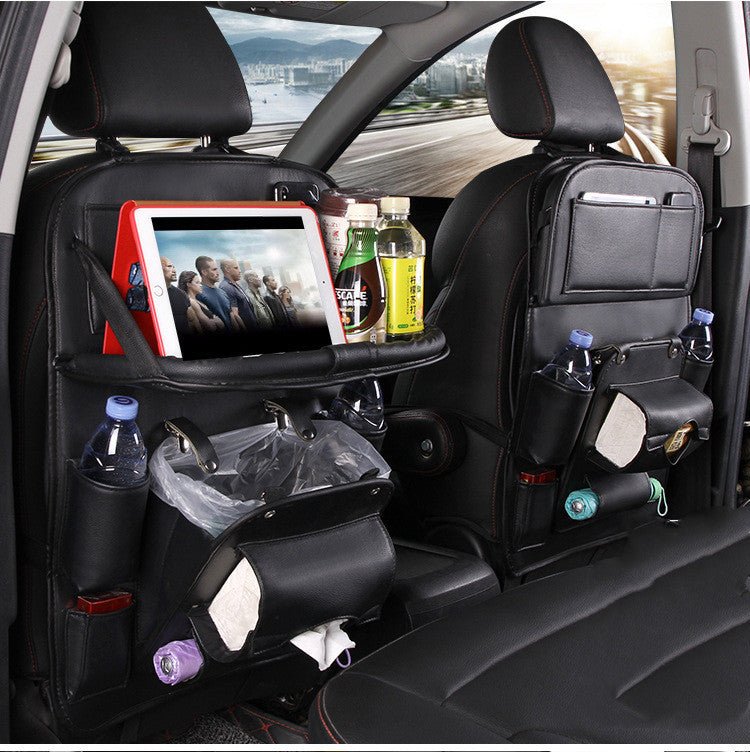PU Leather Car Storage Bag Multifunction Seat Back Tray Hanging Bag Waterproof Car Organizer Automotive Interior Accessories - DBMP (Electronics And More Store)