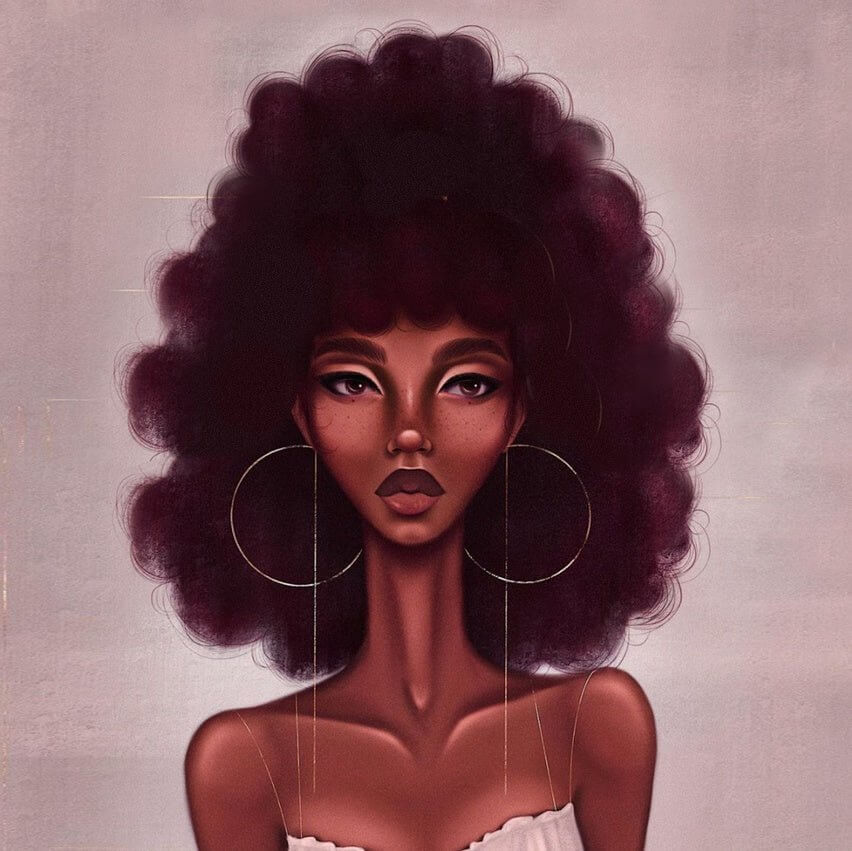 Art Design Graffiti Art Hip Hop African Girl with Black Hair Big Earring with Modern Building Shower Curtain for Bathroom Decor - DBMP (Electronics And More Store)