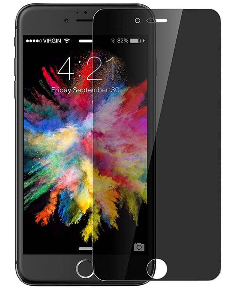 Full screen anti-peeping tempered glass film installed on smartphone with vibrant colorful display.