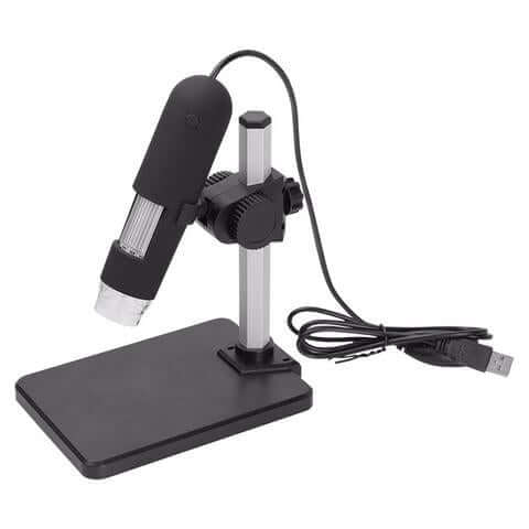 USB Microscope Camera with adjustable stand and LED lighting for clear magnified images, high speed video capture.