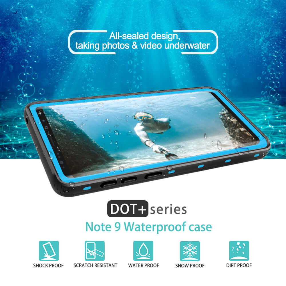 Waterproof case for Note 9, designed for underwater photos and videos, with shockproof and scratch-resistant features.