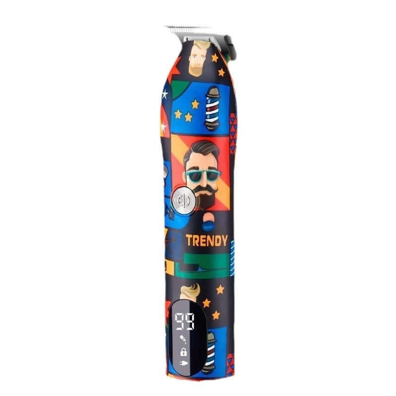Household graffiti electric hair clipper with trendy design, rechargeable, and brushless motor for precise cutting.
