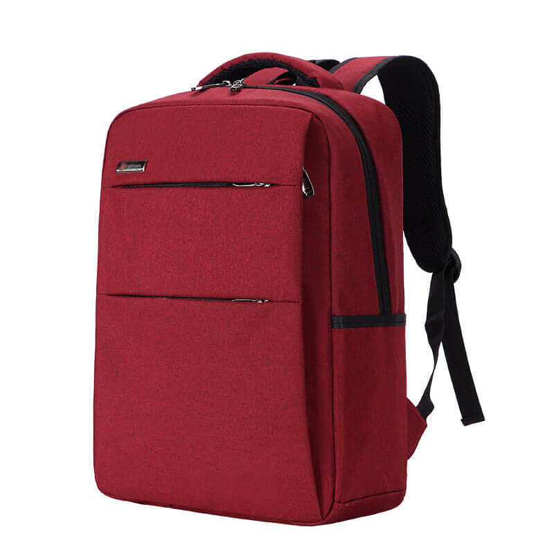 Waterproof and shockproof red rechargeable backpack laptop bag made of Oxford cloth, dimensions 41x31x14cm.