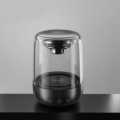 Portable Bluetooth speaker with powerful bass and LED lights, ideal for outdoor use.