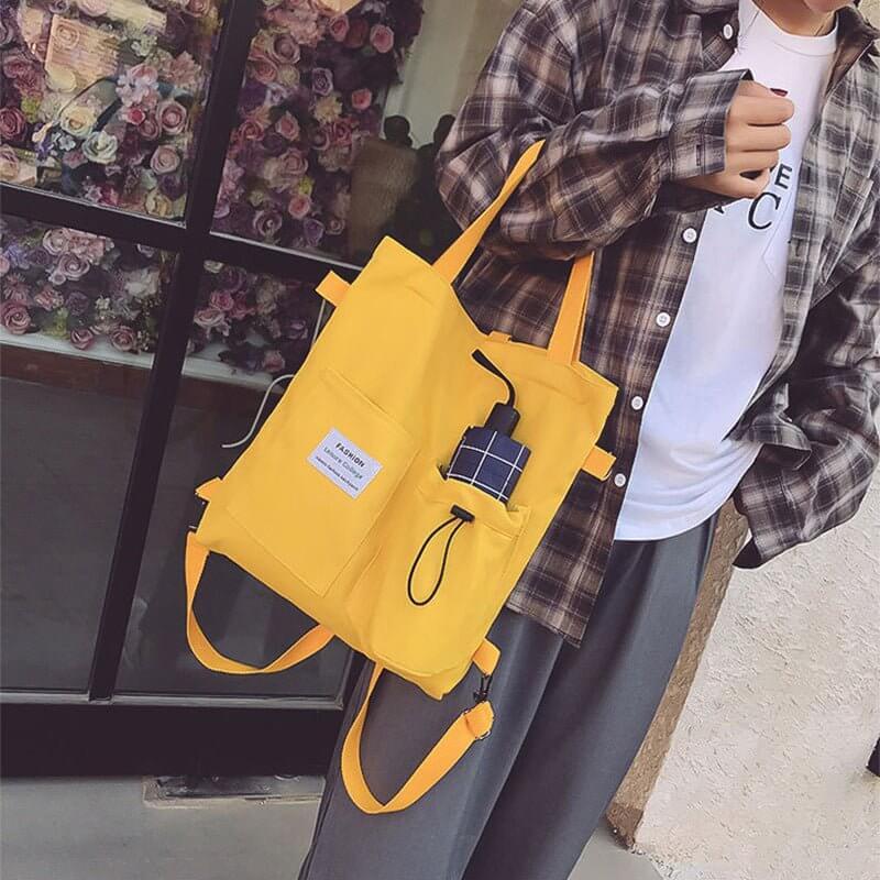 Harajuku Canvas Bags Students Handbag With Pockets Preppy Buckpack Shoulder Bag For Women Shoolbags - DBMP (Electronics And More Store)