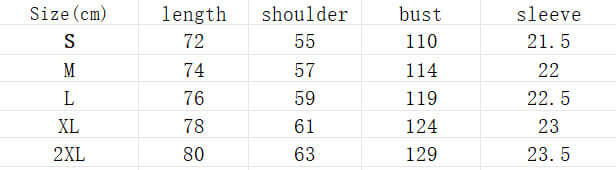 Size chart for men's solid color short sleeve shorts casual knitting suit, showing dimensions in centimeters for S to 2XL.
