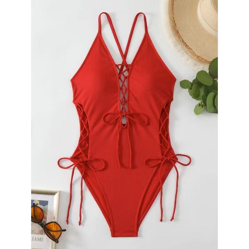 European And American Sexy Backless Siamese Bikini Swimsuit - DBMP Shop