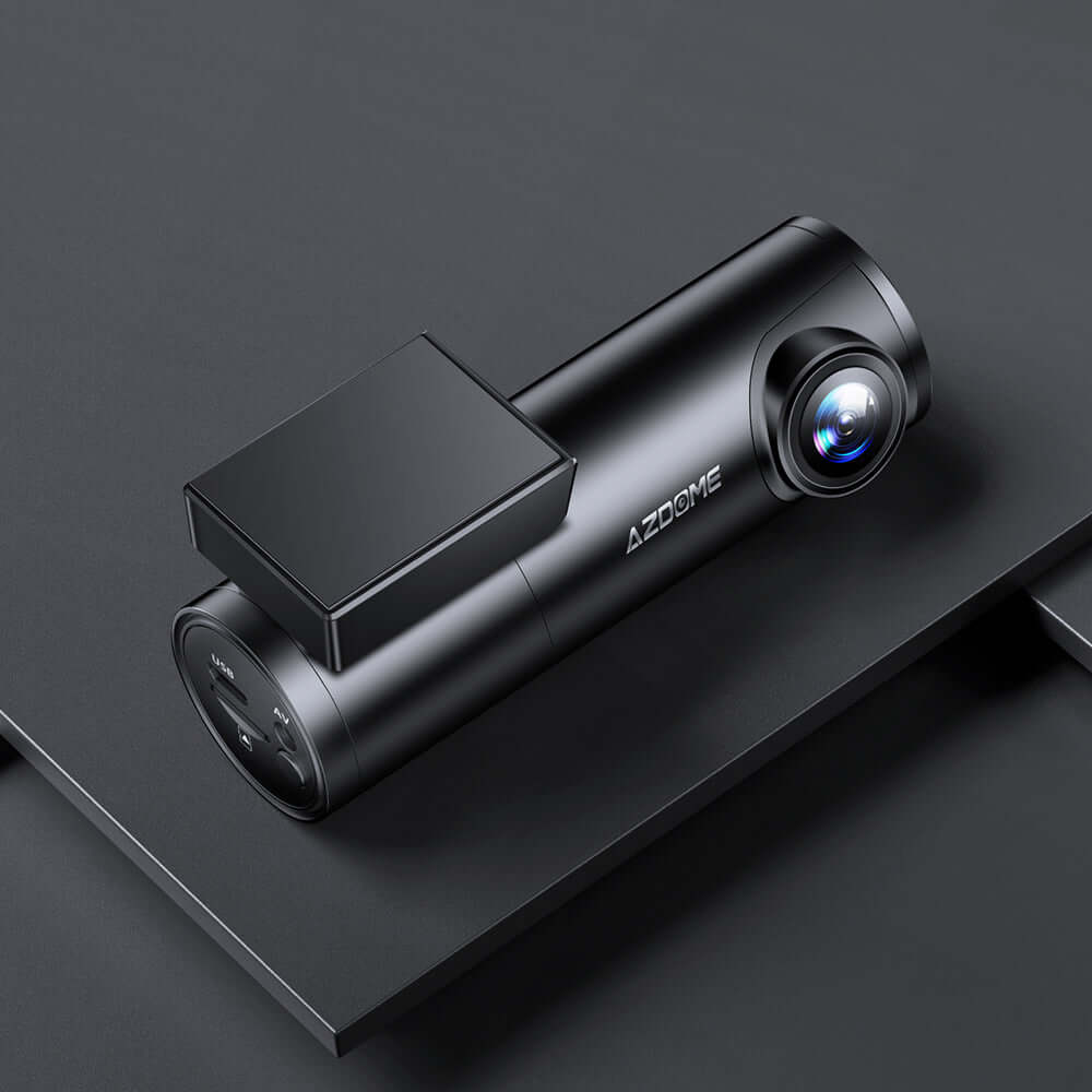 Dual lens 1296P HD car recorder with WiFi connectivity and voice control, designed for front windshield mounting.