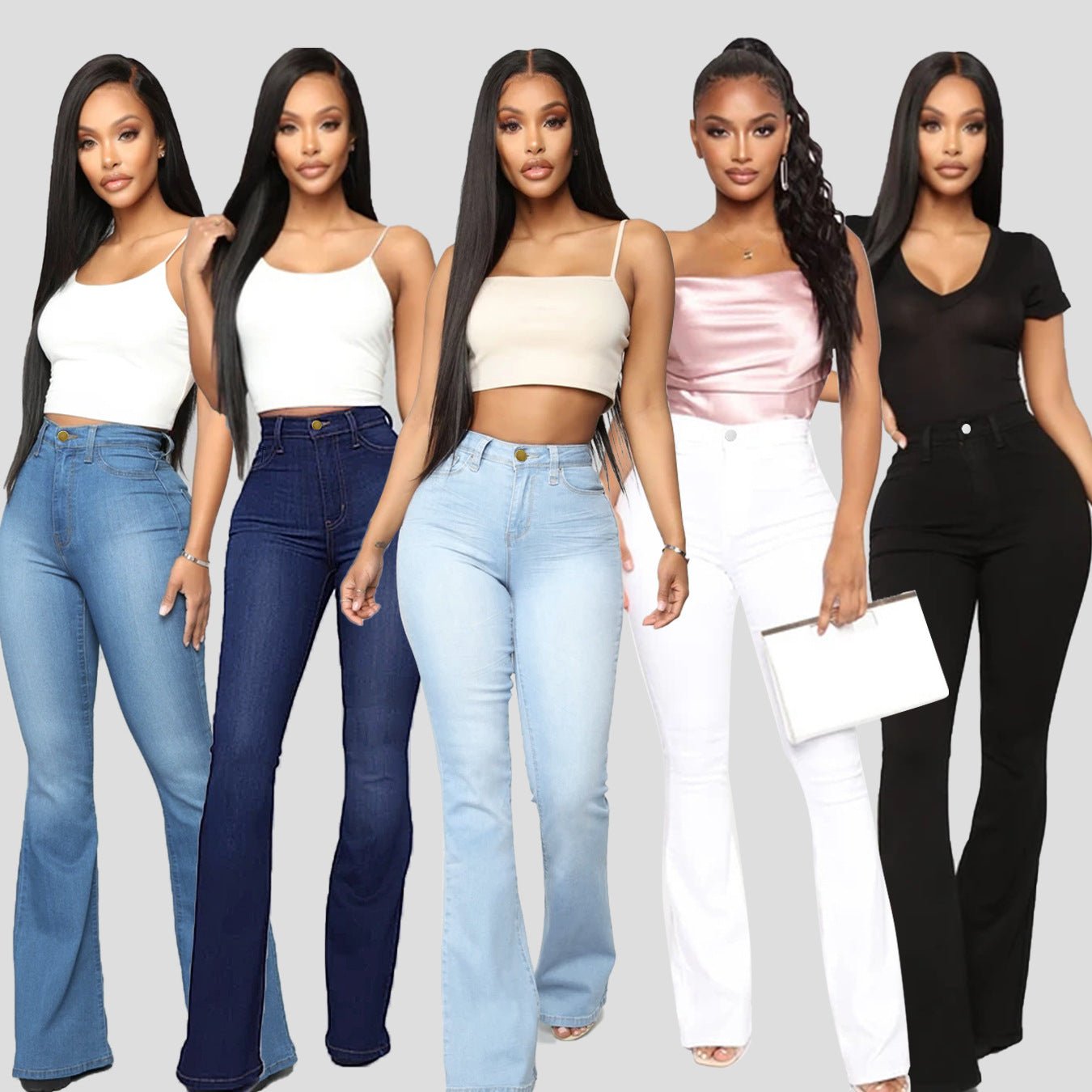 Women's Classic High Waist Slim Denim Horseshoe Pants - DBMP Shop