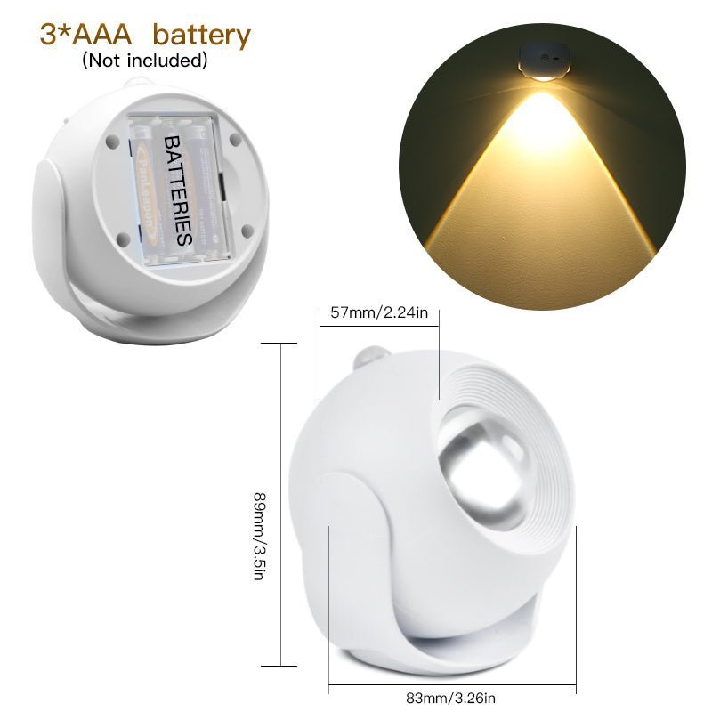 Adjustable Angle Human Sensing Light, Wireless Sunset Light, Indoor Spotlight, Corridor, Living Room Wall Light, Rechargeable And Installed Dry Battery - DBMP (Electronics And More Store)