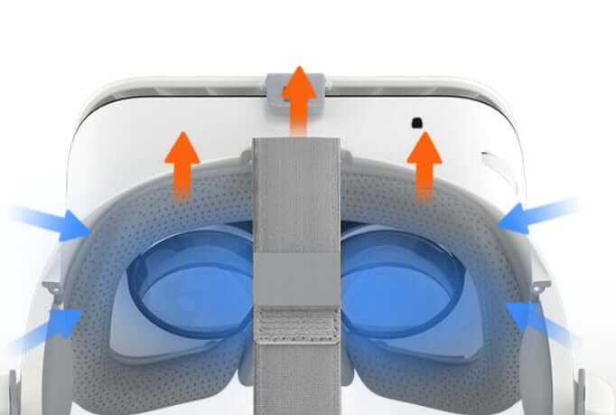 Inside view of BOBO Z6 VR headset showing adjustable strap and cushioned eyepiece for comfort during virtual reality use.