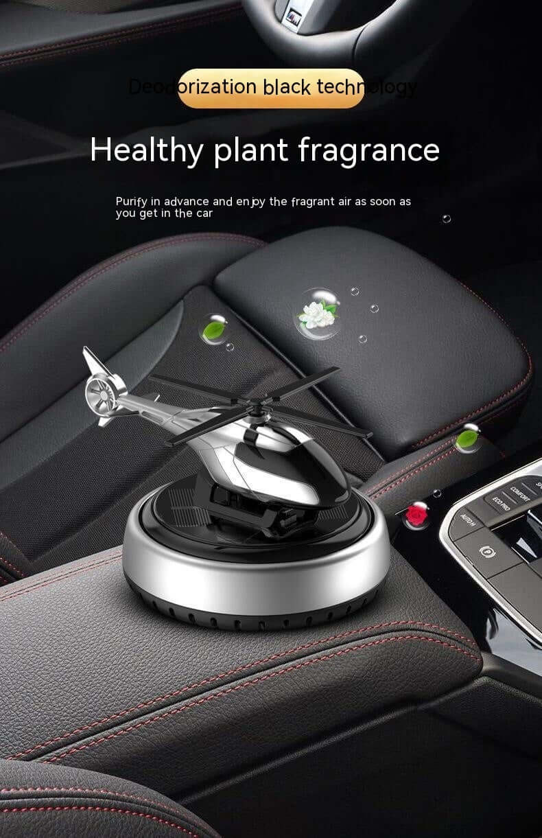 Stylish car perfume holder with black technology, emitting healthy plant fragrance for refreshing aroma in vehicles.