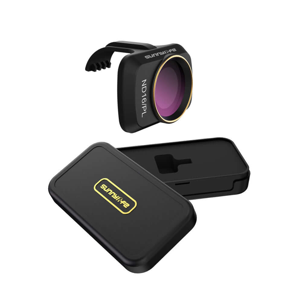 Sunnylife ND16PL camera filter for Mavic Mini with protective case, enhances image clarity and reduces UV light.