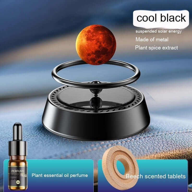 Solar energy car aromatherapy ornament, featuring a floating planet design and plant essential oils for a refreshing scent.