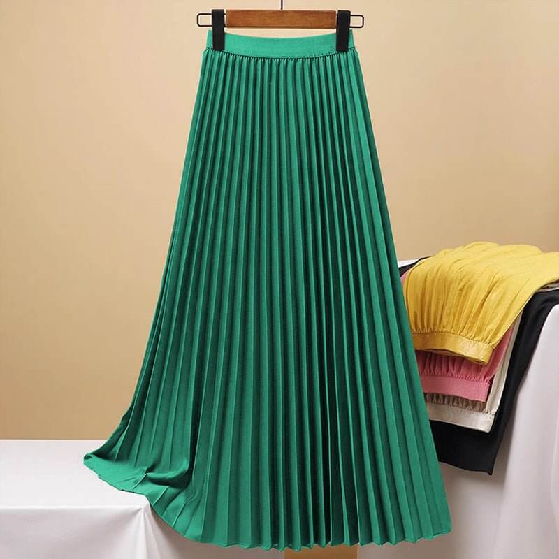 Women's Solid Color Fashion Pleated High Waist Pleated Skirt - DBMP (Electronics And More Store)