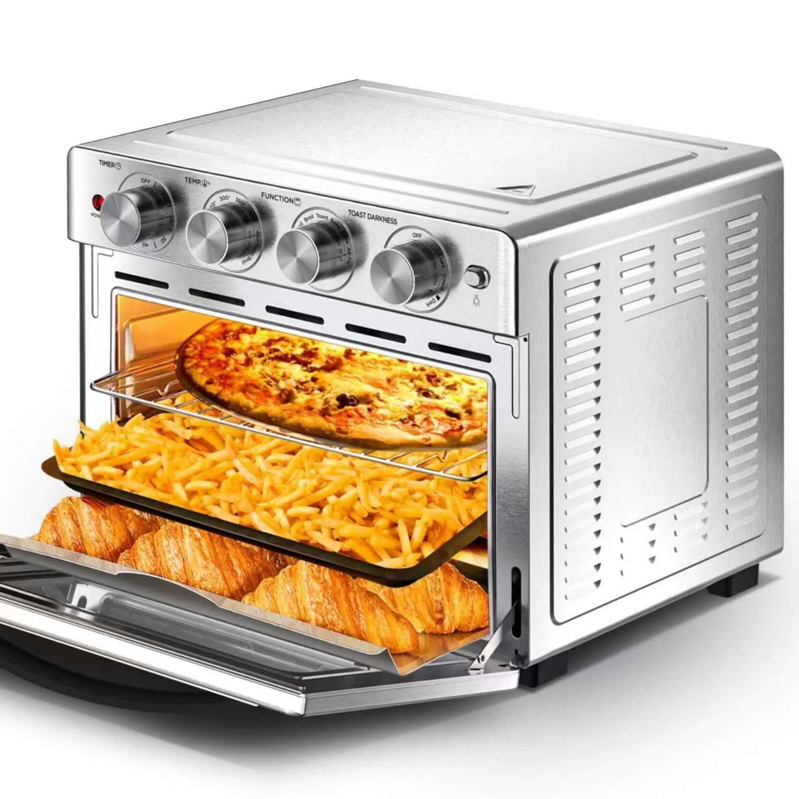 Geek Chef Air Fryer 6 Slice 26QT 26L Air Fryer Fry Oil - Free Extra Large Toaster Oven Combo Air Fryer Oven Roast Bake Broil Reheat Convection Countertop Oven Stainless St - DBMP (Electronics And More Store)