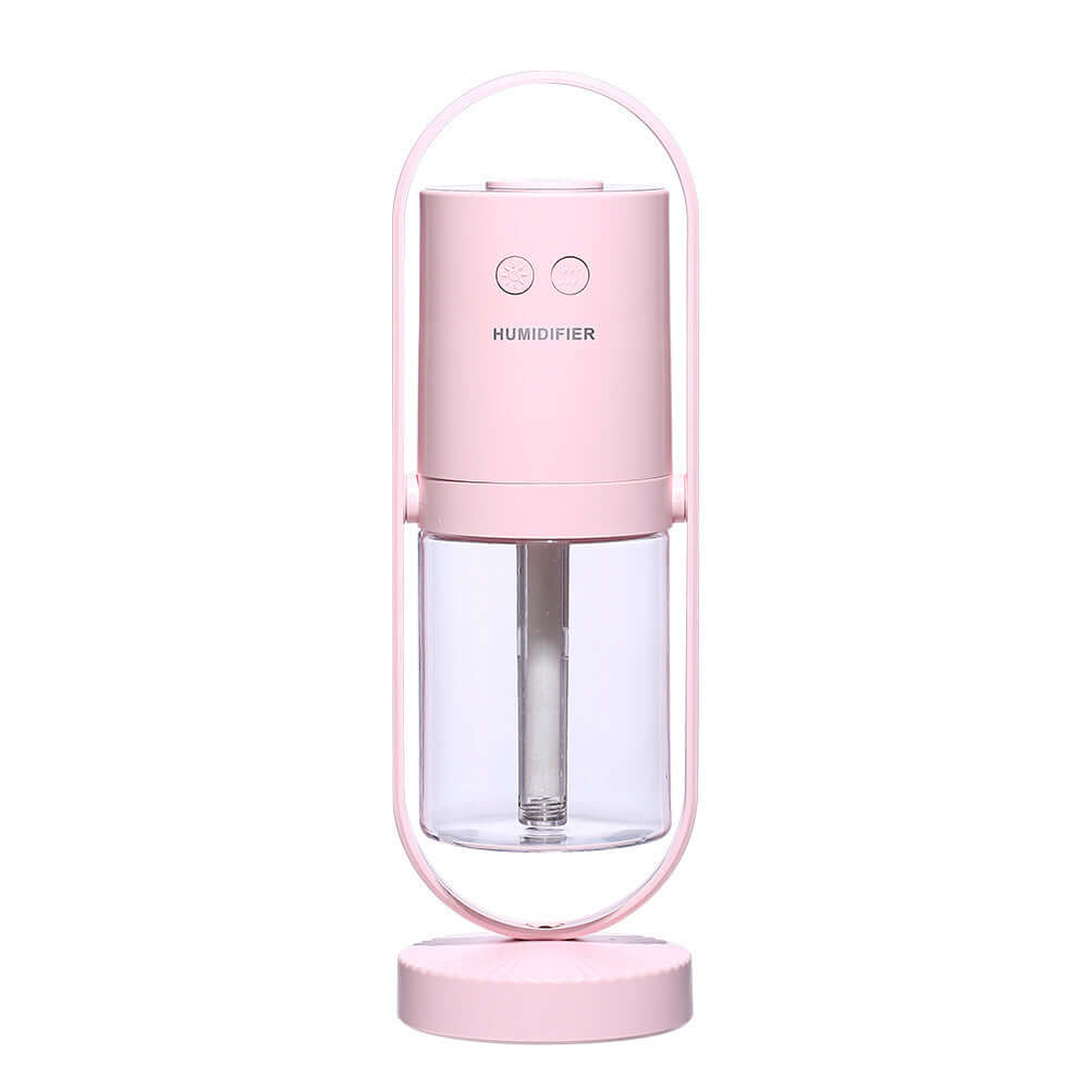Pink Magic Shadow USB air humidifier with night light and ultrasonic mist maker for home and office.