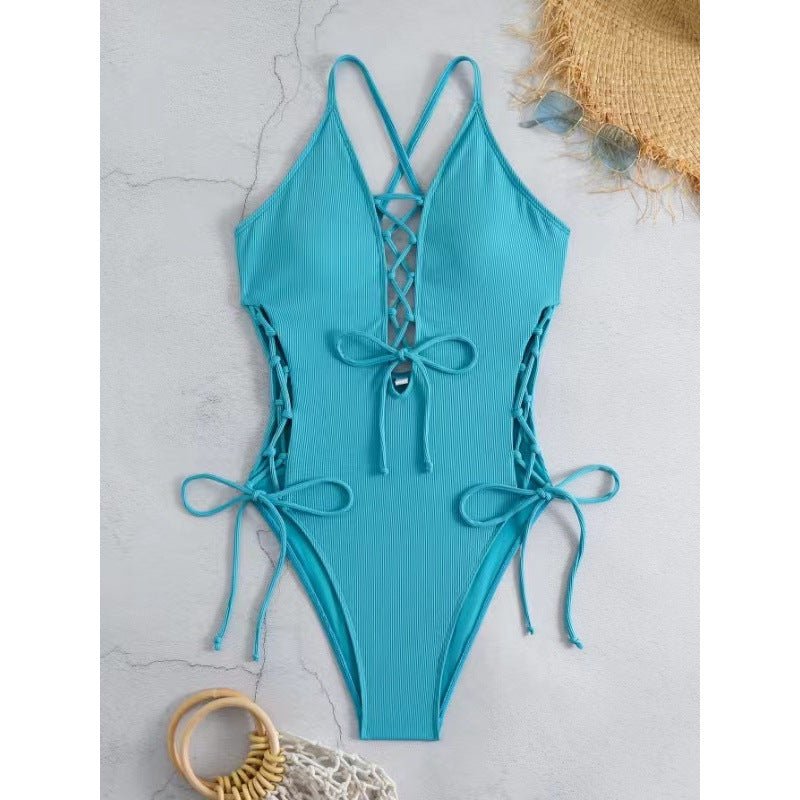 European And American Sexy Backless Siamese Bikini Swimsuit - DBMP Shop