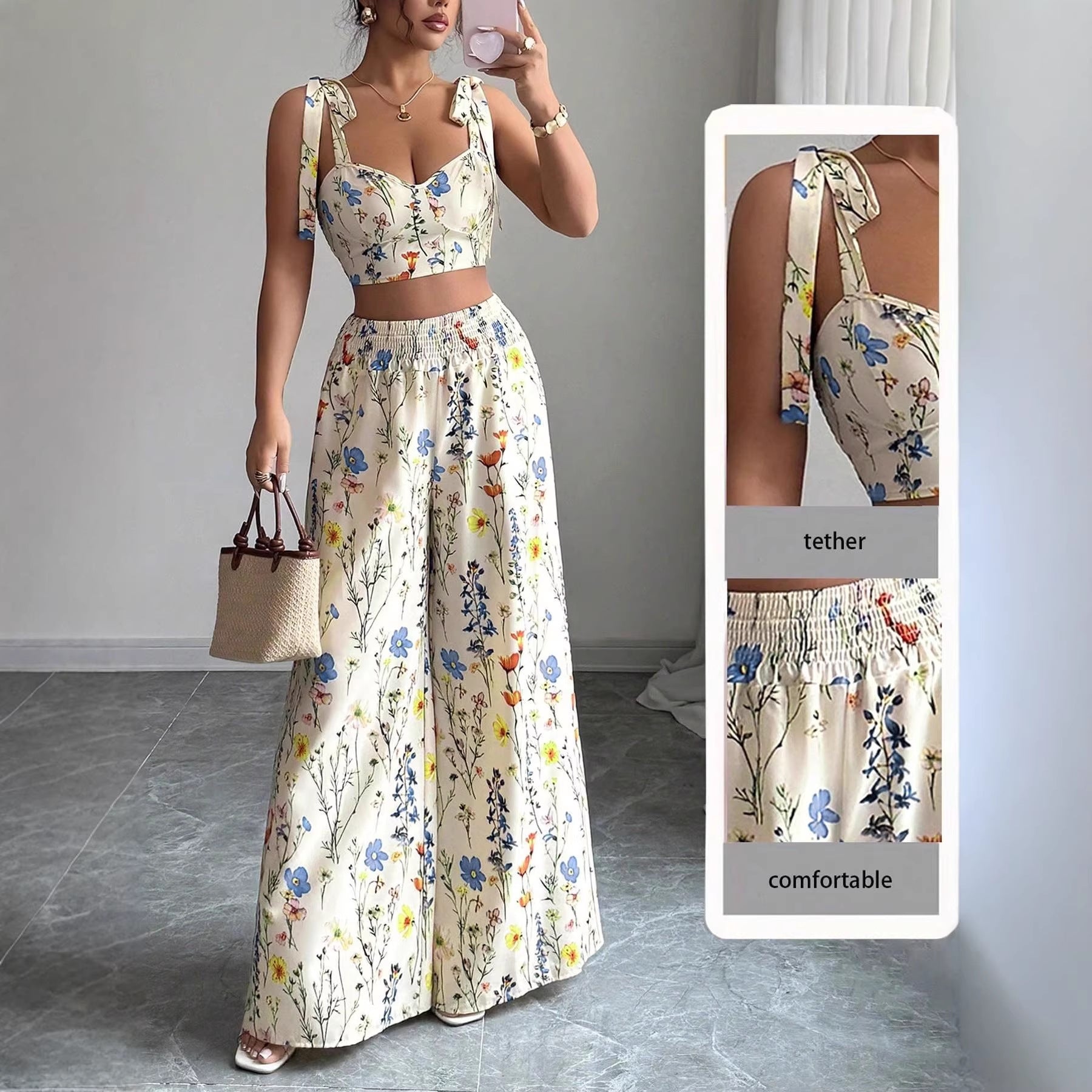 Printed Camisole Womens Top And Pants Set - DBMP (Electronics And More Store)