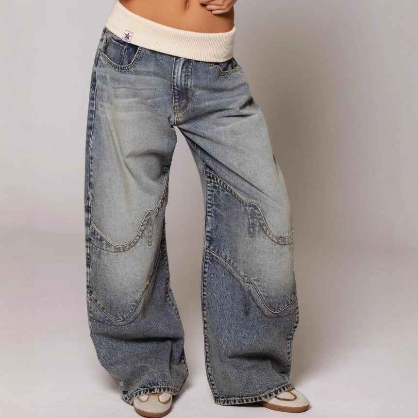 Loose-fitting Straight-leg Jeans With Pockets Fashion Casual Trousers Street-style Pants Women's Clothing - DBMP Shop