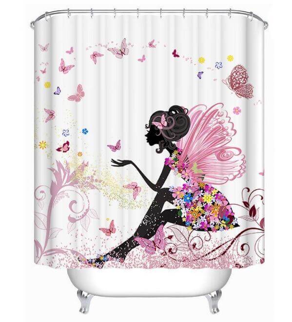 Art Design Graffiti Art Hip Hop African Girl with Black Hair Big Earring with Modern Building Shower Curtain for Bathroom Decor - DBMP (Electronics And More Store)