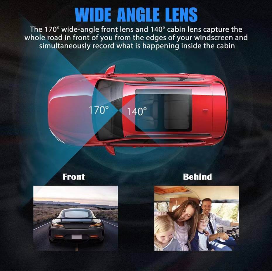 Dash Cam Car HD 1080P Front Rear Inside Dual Lens Video Recorder Camera G - Sensor - DBMP (Electronics And More Store)