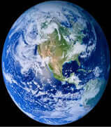 Earth projection lamp image showing a detailed view of the planet Earth against a dark background.