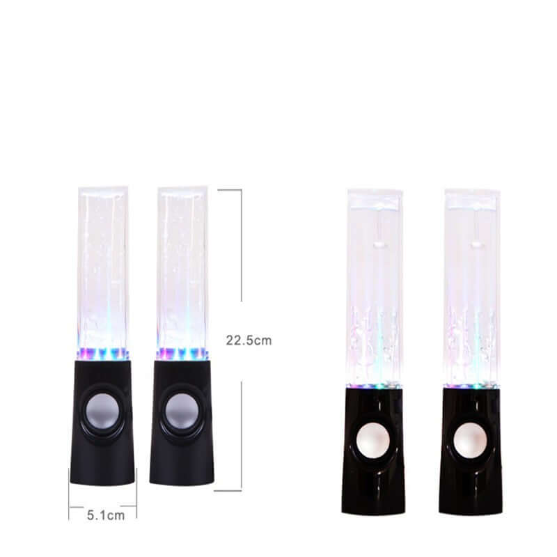 Wireless Dancing Water Speakers with LED light fountain, small size, perfect for home parties, 3.5mm compatible.
