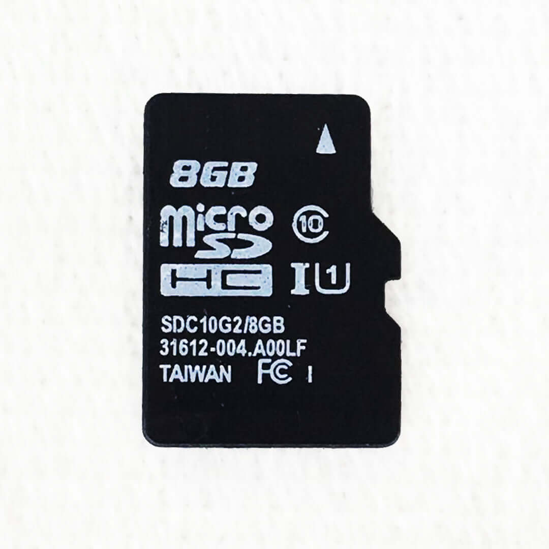 8GB microSD card showing specifications including Class 10 and U1 for high-speed performance.