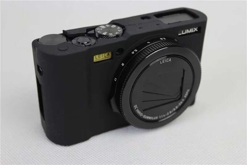 Black Silicone Soft Case Camera Bag for Lumix LX10, lightweight and shockproof design, ideal for micro single cameras.