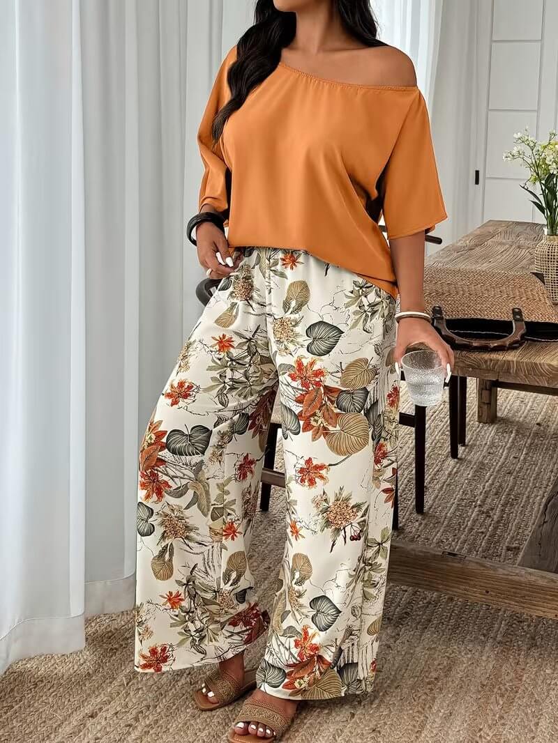 Wide - leg Pants Vacation - style Loose - fitting Two - piece Set That Flatters Your - DBMP (Electronics And More Store)