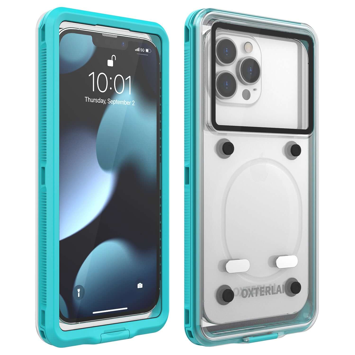 Waterproof phone case in blue, featuring all-inclusive diving protection for Apple iPhone, anti-fall and anti-fingerprint.