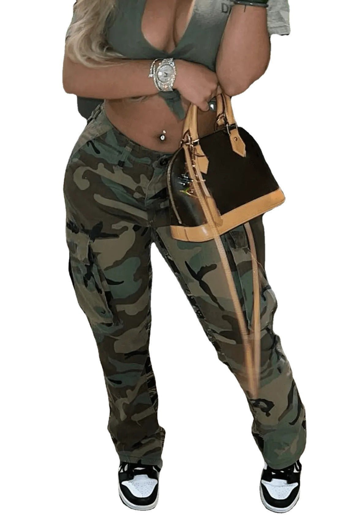 High Straight Waist Multicolor Camouflage Overalls - DBMP Shop