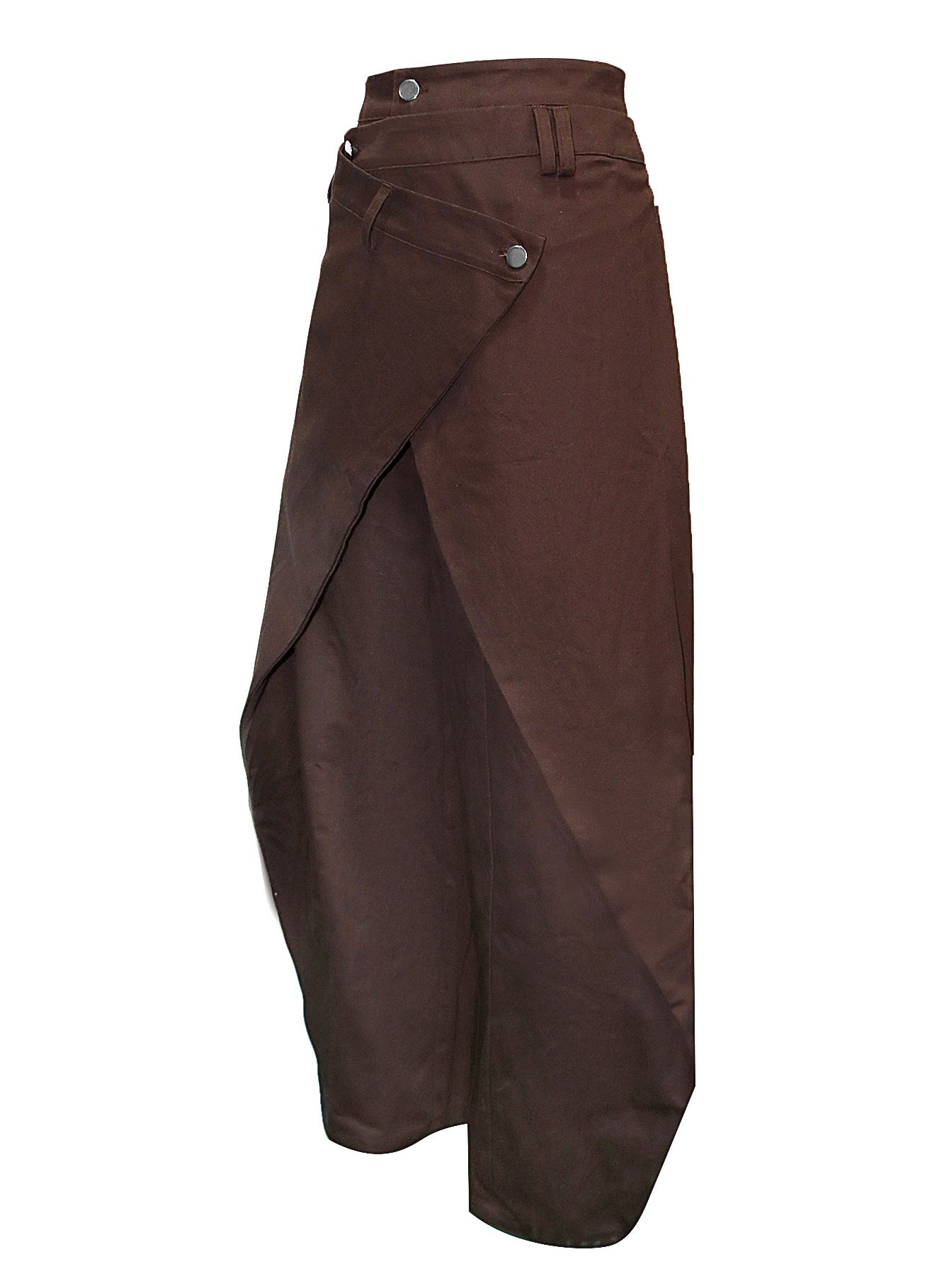Retro High - waisted Cross - over Metal Buckle Irregular Wide - leg Pants - DBMP Shop